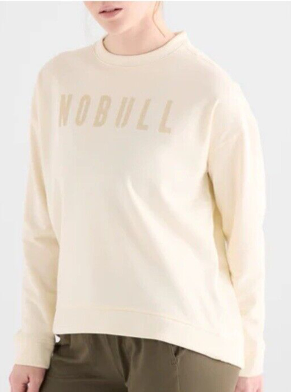 NOBULL Women's crew neck Logo soft sweatshirt MEDIUM Ivory Excellent Condition - Picture 6 of 10